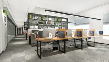 3d rendering business meeting and working room on office building