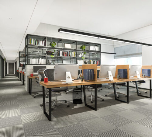 3d rendering business meeting and working room on office building