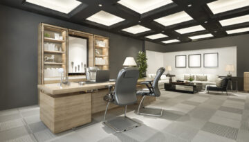 3d rendering luxury business meeting and working room in executive office