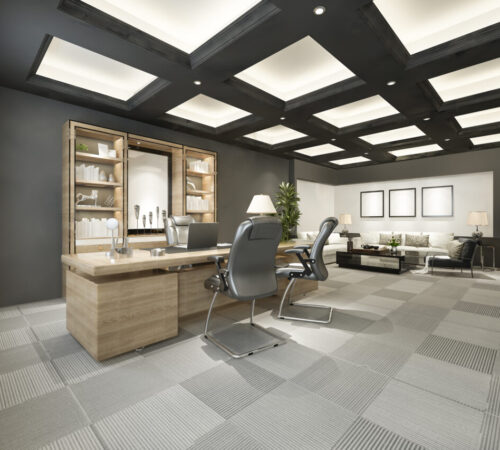 3d rendering luxury business meeting and working room in executive office